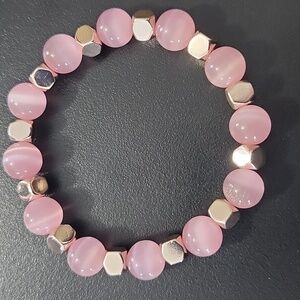 Handmade Pink and Rose Gold Hematite Beaded Bracelet